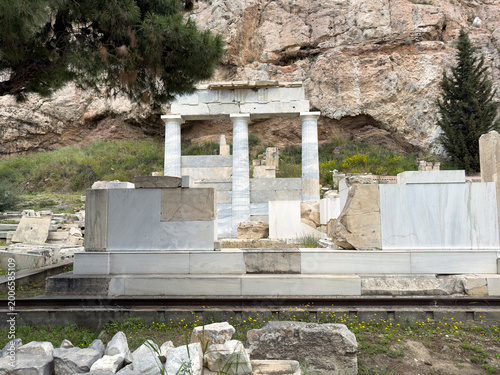 Photography Ancient architecture building in Athens Greek with slight restoration