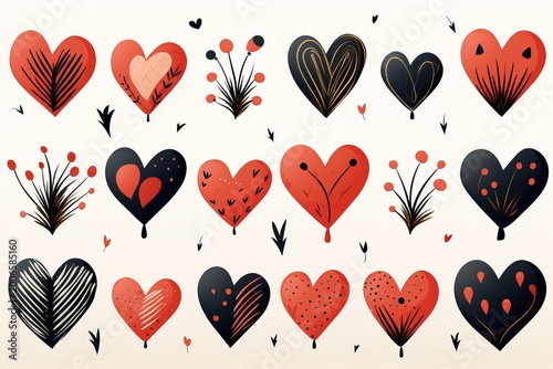 Hand drawn hearts collection illustration