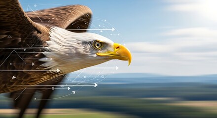 American Bald Eagle in Flight Closeup.