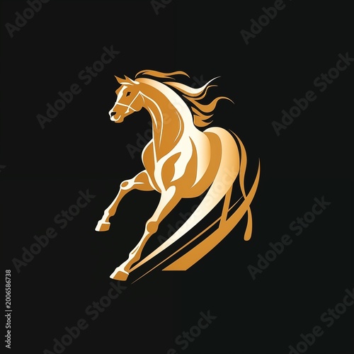 Gold horse flat graphic illustration