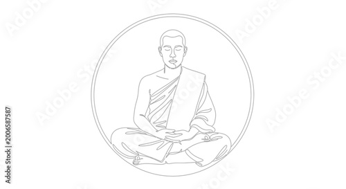 Photos Zen Buddhist Monk Meditating in Lotus Pose, Spiritual Enlightenment, Minimalist