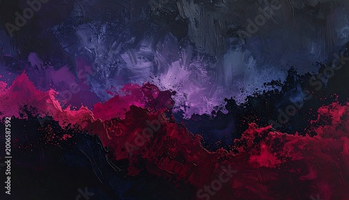 Dark cosmic texture resembling galaxy clouds in deep purple and red