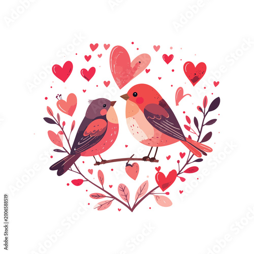 Valentines Birds Cute illustration