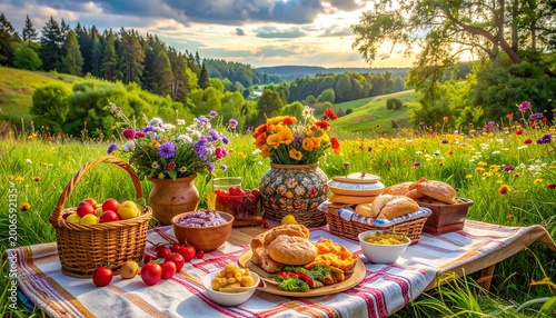 Russische Picknick Szene