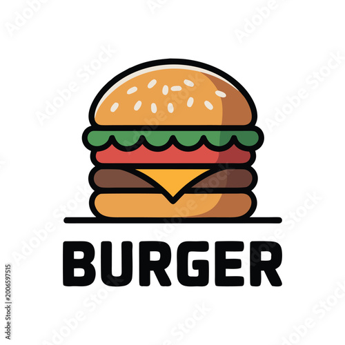 Burger logo with text colorful vector illustration on white background