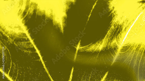 Tableau sur toile Abstract vibrant yellow feather texture background with organic fiber lines