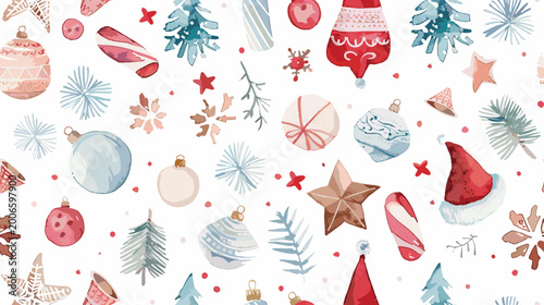 Photos Colorful Christmas Ornaments and Decorations Creating a Festive Pattern for Holi