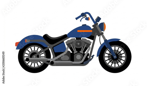 Tableau sur toile Modern cruiser motorcycle side profile flat vector illustration isolated transpo