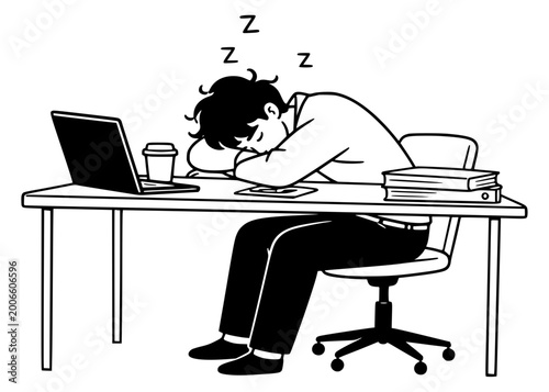Принти на полотні Man sleeping at desk (office fatigue)