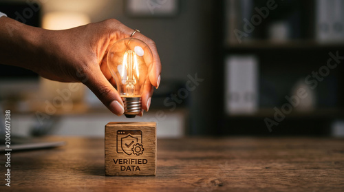 Verified data ai federated learning network light bulb hand