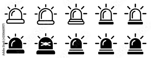 Schilderij op canvas siren alarm icon collection