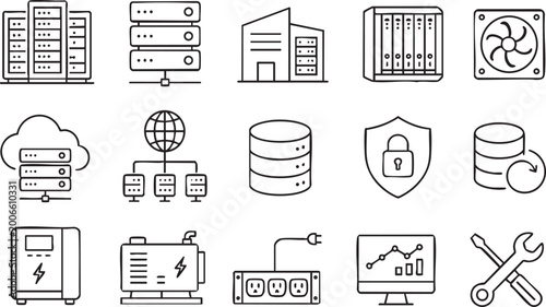 Obraz na płótnie Data centre icons set