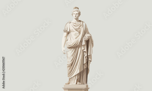 Classical Greek Goddess Statue Minimalist Vector Illustration