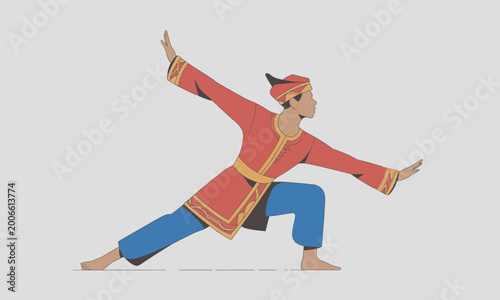Traditional Pencak Silat Martial Art Vector Illustration