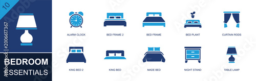 Photos Bedroom essentials icon set
