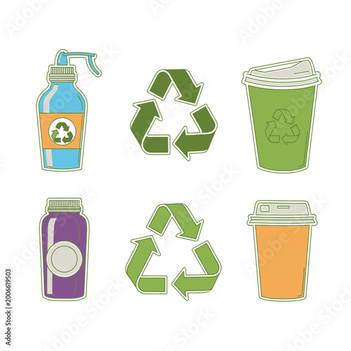 Recycling and Zero Waste Icons Vector Illustration