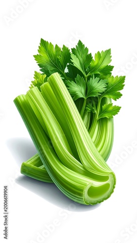 Celery bunch on white.