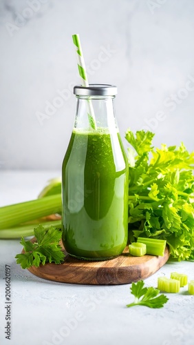 Celery juice bottle.