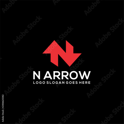 N Letter intial arrow logo vector image