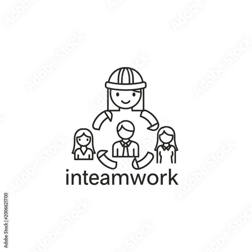 Teamwork and leadership icon with professional workers and manager