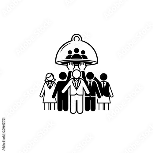 Business team presenting talent with human resources service vector