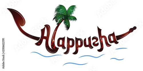Photos Alappuzha Kerala Backwater Tourism Typography Logo with Coconut Tree – India Tra