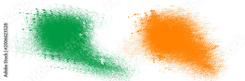 Ireland Flag Color Burst Spray Paint Texture Green White Orange, Powder Background, Isolated Transparent PNG