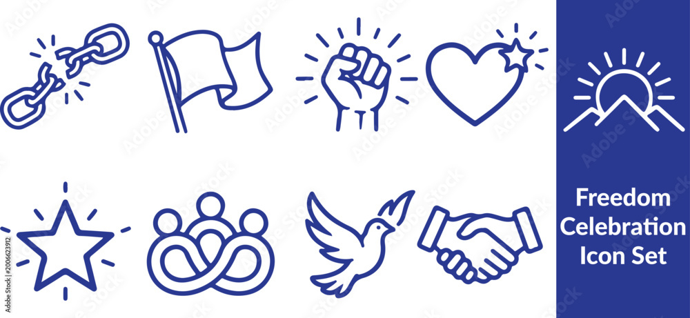 Fototapeta premium Juneteenth Line Icons – Freedom Celebration Set