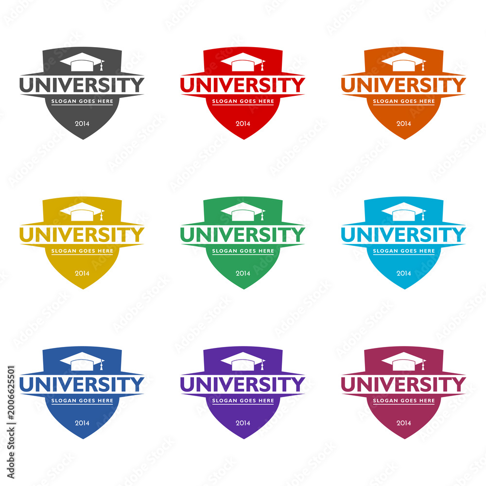 Fototapeta premium University college school icon isolated on white background. Set icons colorful