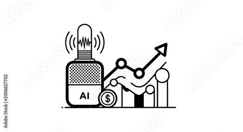 AI Financial Growth and Data Analysis Concept Vector Illustration