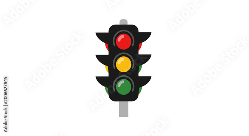 Traffic Light Vector Illustration with Red Yellow and Green