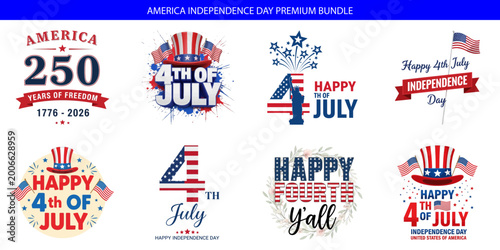 Happy 4th of july american patriotic t shirt design set