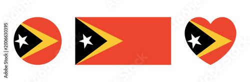 Free Download East Timor flag badge, sticker set. Flag of East Timor circle, rectangle, heart flat icon, button. Rectangular, round, heart national flag of East Timor banner, background. - GFXLoad