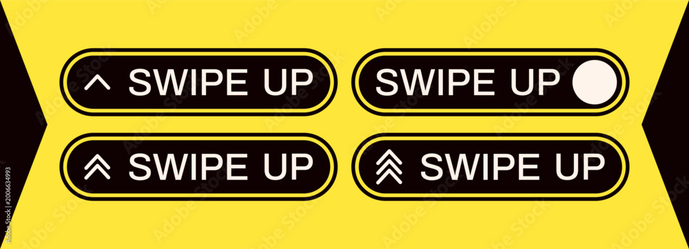 Fototapeta premium Swipe up buttons drawn in black color on yellow background.