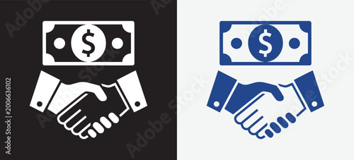 Handshake, Investment and Payment Icon Collection, Business Finance Outline Symbols