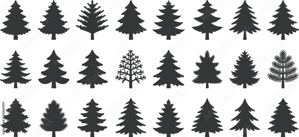 Obraz premium Christmas Tree Silhouettes vector