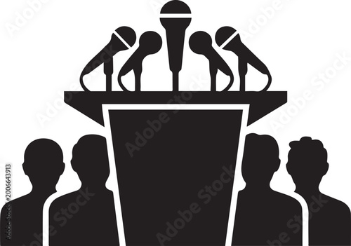 Obraz na płótnie Podium with microphones public speaking event