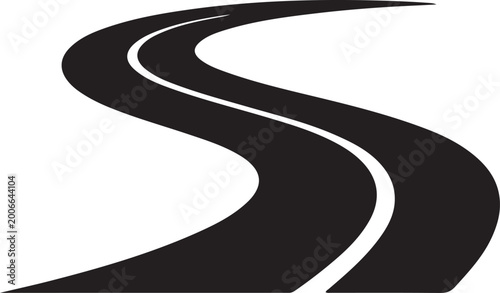 A black winding path. logo Vector Black silhouettes