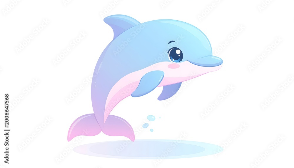 Obraz premium A cartoon dolphin jumping out of water with a happy expression on its face novendi 41