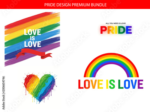 Lgbtq pride symbols with rainbow colors