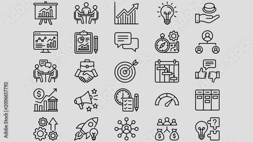 Foto Consulting Line Editable Icons set