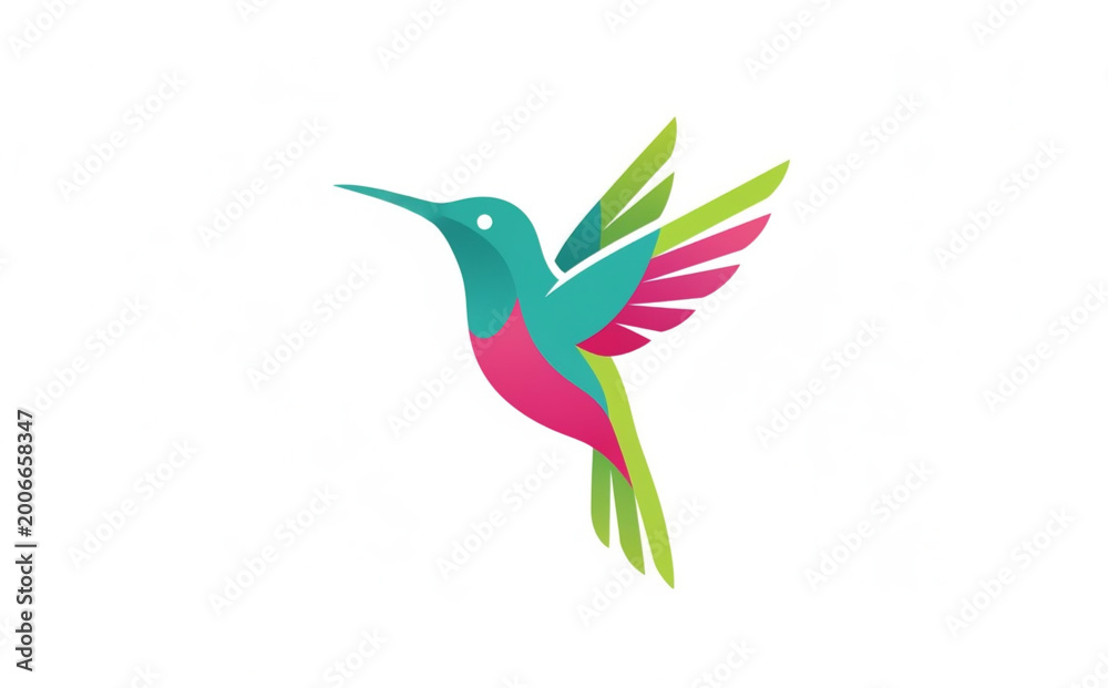 Obraz premium Vibrant Hummingbird Logo Design A Symbol of Agility, Speed, and Joyful Energy