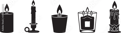 Photos Five illuminated candles a black and white silhouette collection of varying desi