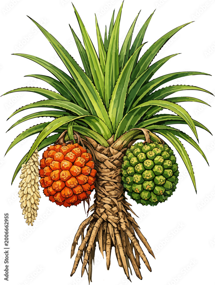 Obraz premium Pandanus tectorius illustration art