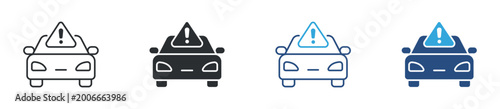 Car warning alert icon set. vehicle safety symbol. problem and caution concept. vector illustration.