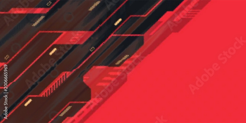 Abstract futuristic banner, cyberpunk background vector with HUD shapes ornament, modern technology retro futurism
