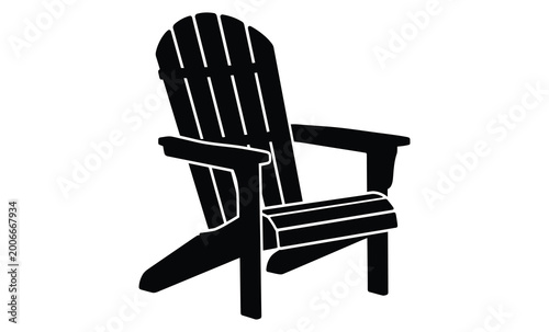 A classic adirondack chair presented in a striking black silhouette high quality