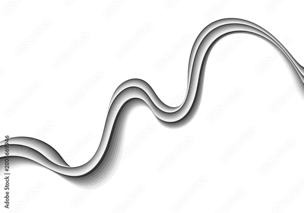 Fototapeta premium Elegant black and white wave on white background for modern minimalist design and graphic projects. Eps 10