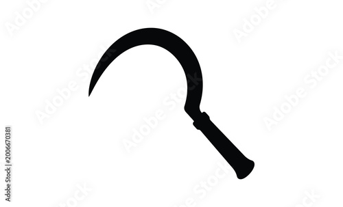 Foto A stark black silhouette of a traditional farming scythe sharply defined silhoue
