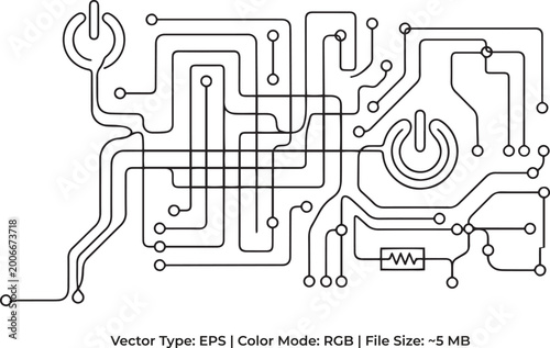 Foto Simplified Circuit Board Line Art